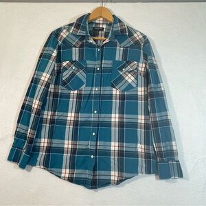 Pashartuk long sleeve pearl snap plaid western shirt men’s medium